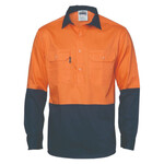 Two Tone Close Front Cotton Drill Shirt Gusset Sleeve