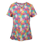 Womens Scrub Top Printed
